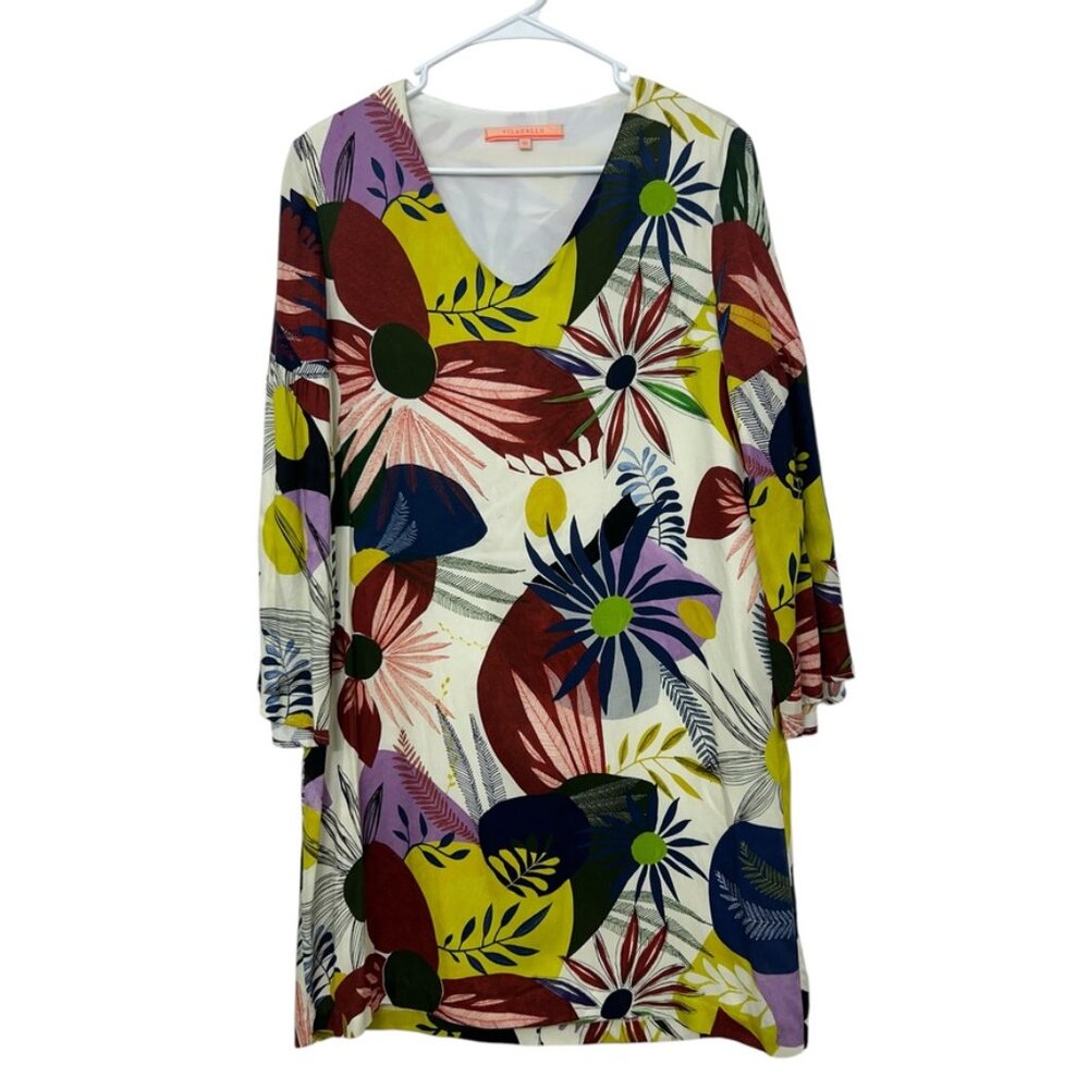 Vilagallo Floral Long Sleeve Women's Shift Dress Size 42 Spain M US